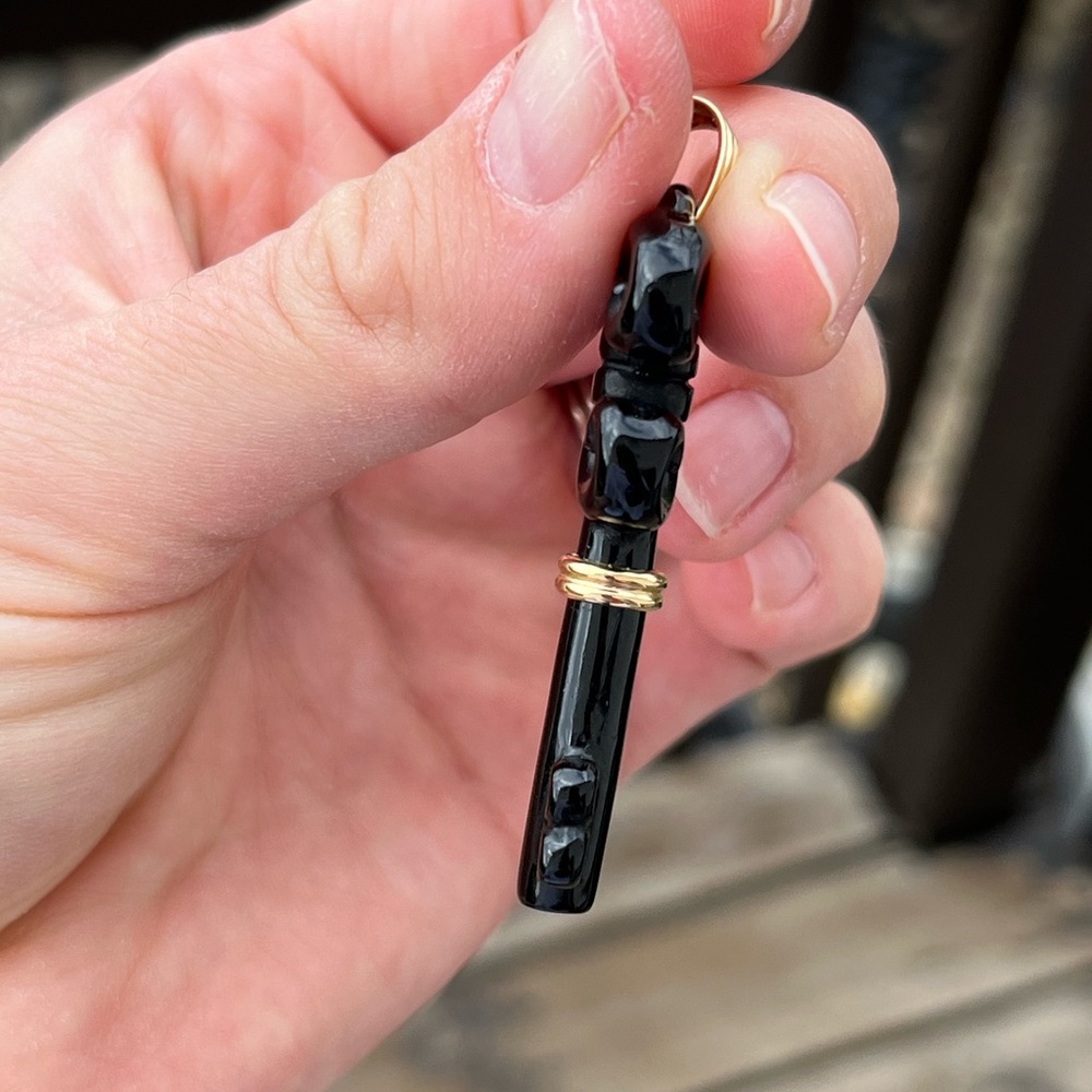 14K & Black Enamel Large Key Pendant - Picture 8 of 9